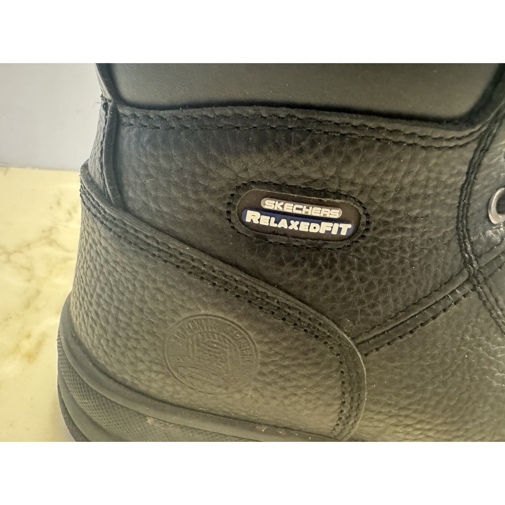 Skechers Work Relaxed Fit Slip Resistant Leather Work Boots Black Men's Size 9 - Picture 2 of 12